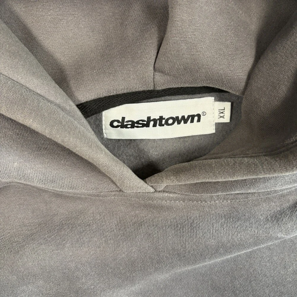 Clashtown Gray Graphic Print Pullover Hoodie 2XL Cotton Long Sleeve Pockets